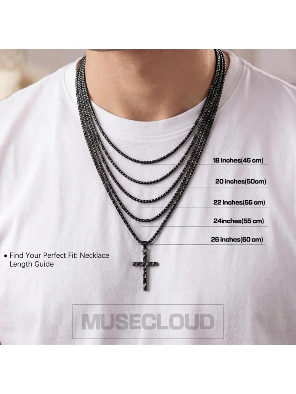 Men's Black 925 Sterling Cross Necklace Oxidized Hammered Pendant Jewelry